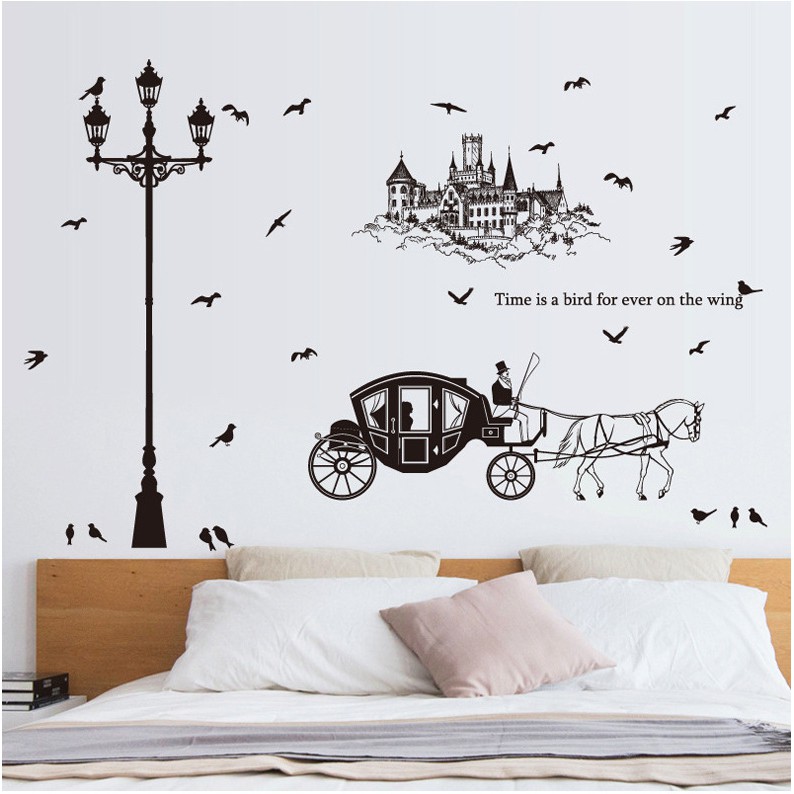 SK9268 street light carriage silhouette corridor sofa TV wall background  decorative wall stickers mu | Shopee Philippines