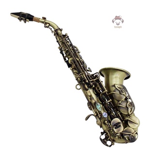 [Topiph]Vintage Style Bb Soprano Saxophone Sax Brass Material Woodwind Instrument with Carry Case Gloves Cleaning Cloth Brush Sax Strap Mouthpiece Brush #2