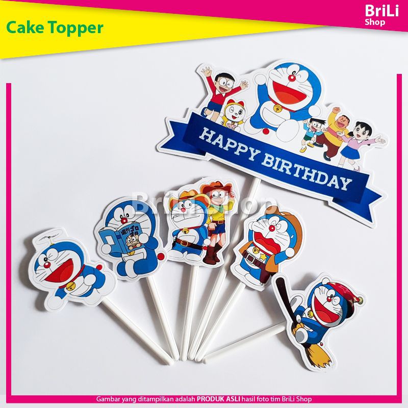 Cake Topper Happy Birthday Doraemon Doremon Birthday Cake Decoration ...