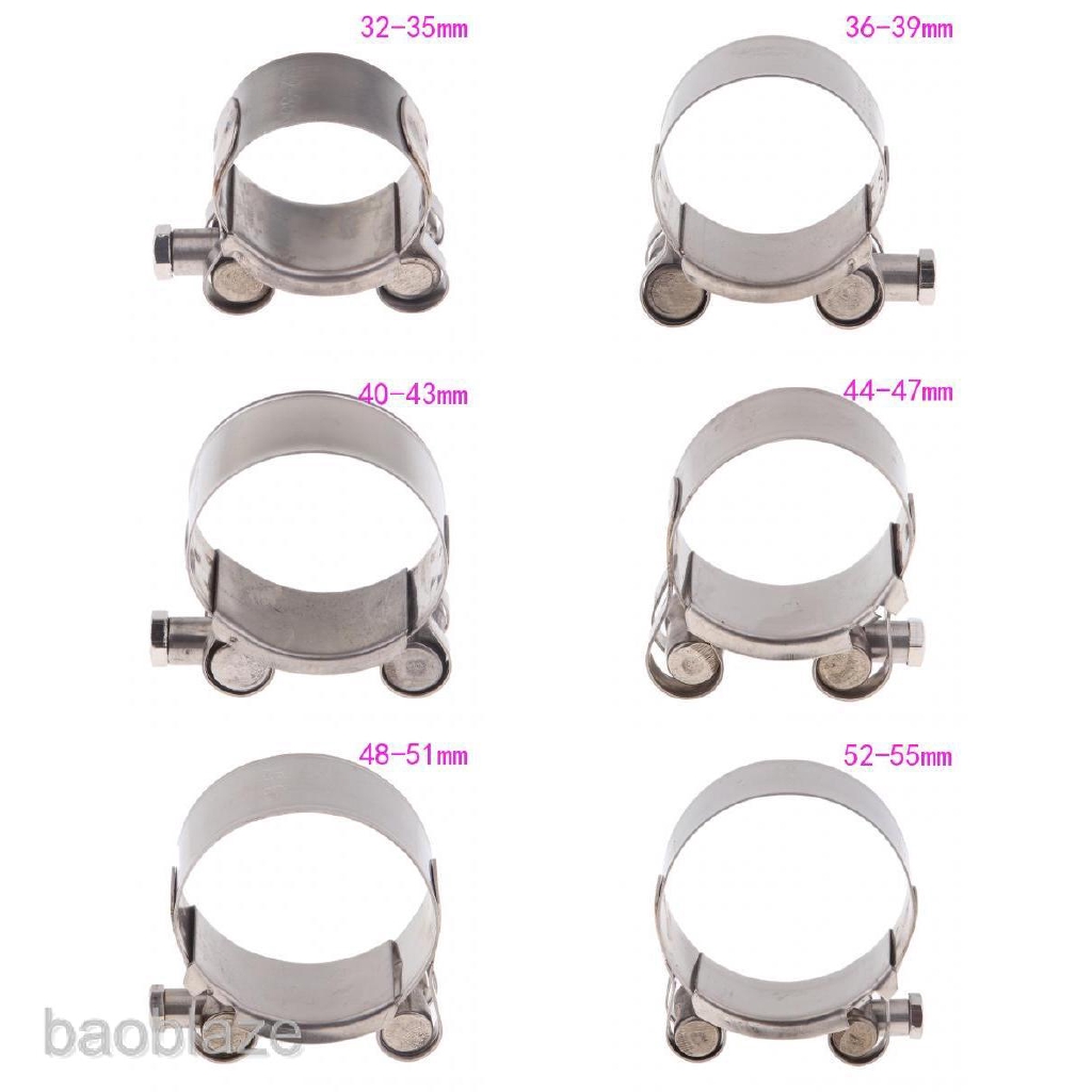 20-22mm Baoblaze Stainless Steel Motorcycle Exhaust Muffler Pipe Turbo Clip Clamp