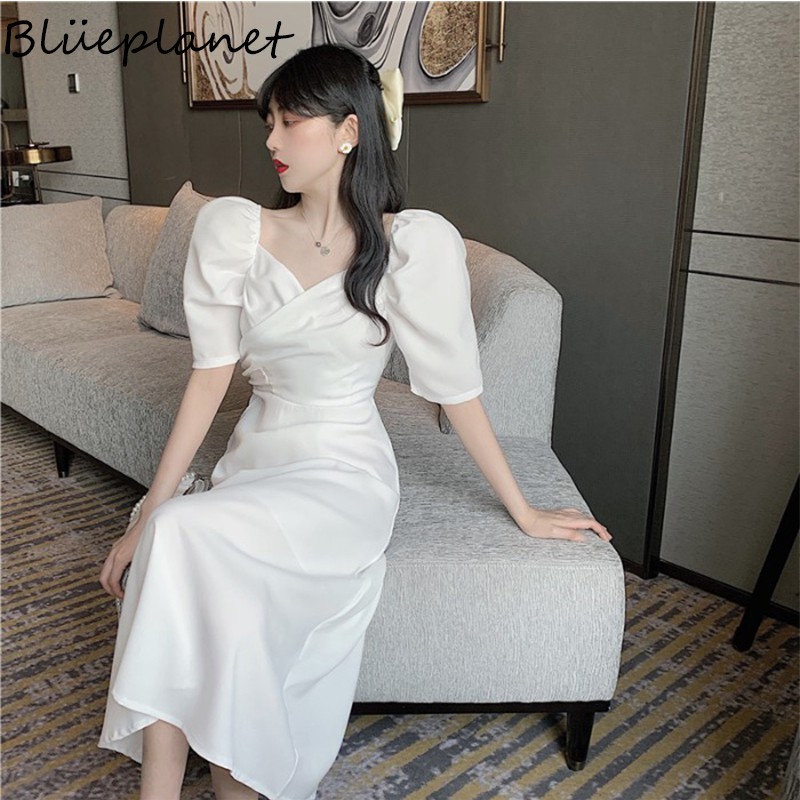 white chiffon midi dress