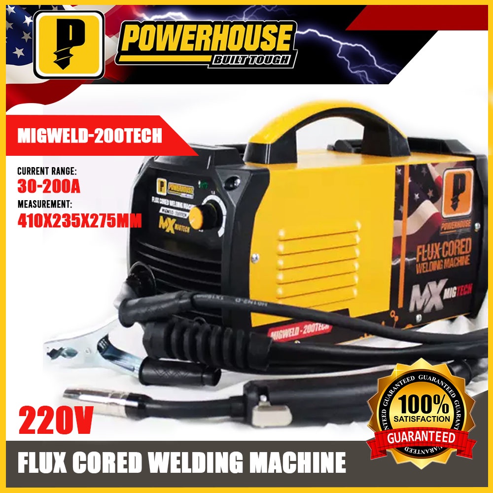 Powerhouse MIGWELD200TECH Gasless MIG Weld Flux Cored Inverter Welding