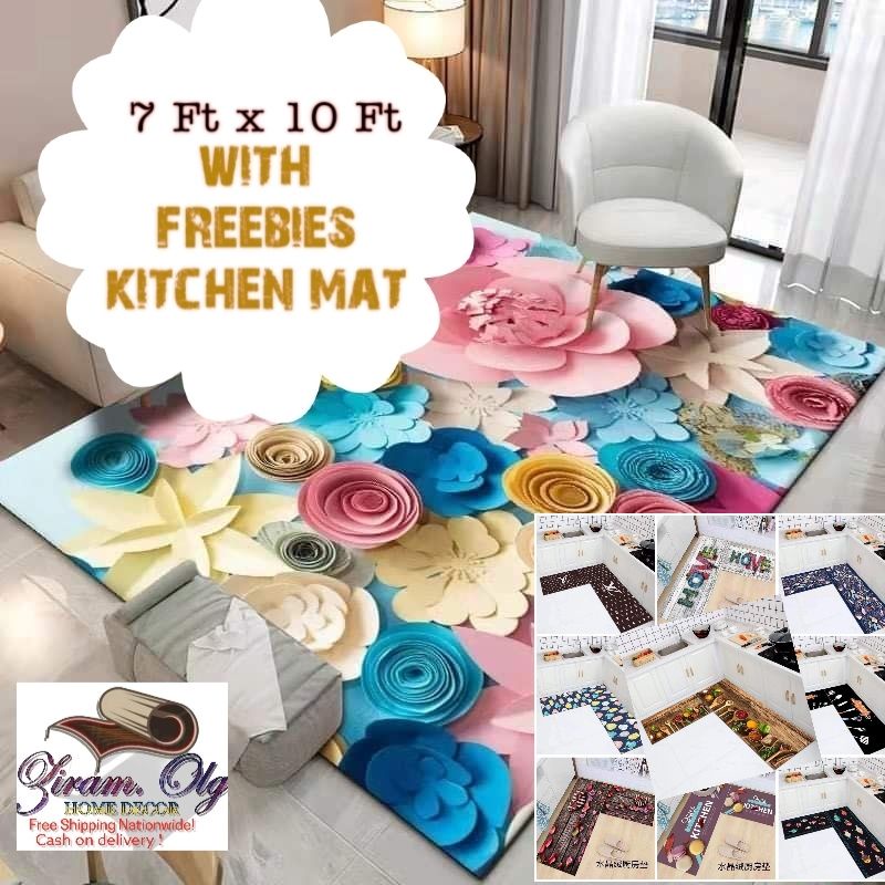 Thailand 3D Carpet 7 Feet x 10 Feet with Kitchen Mat choose one only