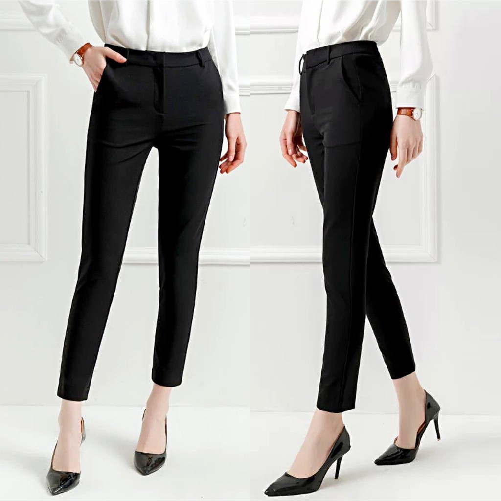Women Business Work Formal Straight Pants OL Workout Office Ladies Black  suit Pant