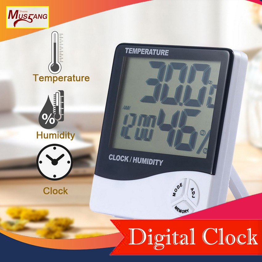 DC103 Digital LCD Temperature Humidity Meter Clock Hygrometer
