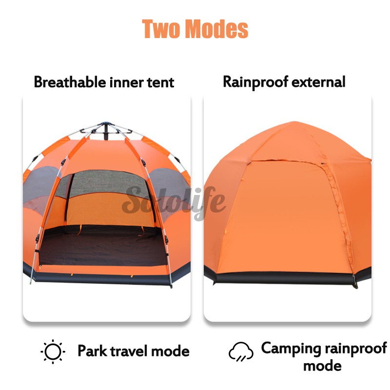 Automatic Family Camping Tent 4-6 Person Beach Tents Canvas Ripstop+Pad Hiking 