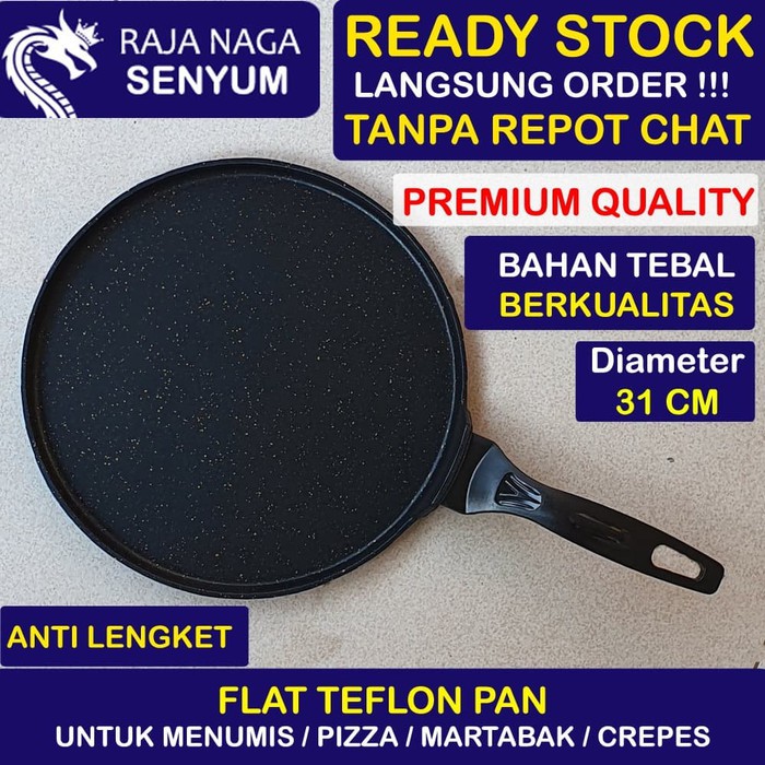 Flat Teflon Pan Pizza Martabak Grill Pan Crepes Nonstick No Oven