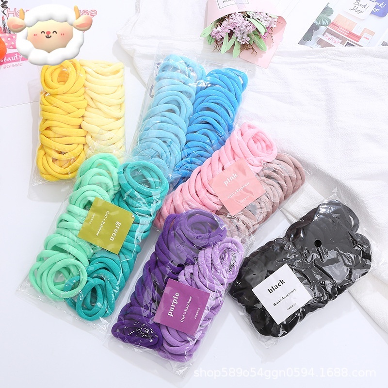48pcs hair tie gradient color high elastic purple pink yellow blue black(1pack/48~50pcs) H