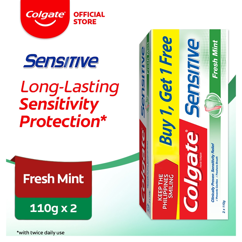Colgate Sensitive Fresh Mint Toothpaste for Sensitivity Relief 110g Buy 1, Get 1 Free Shopee