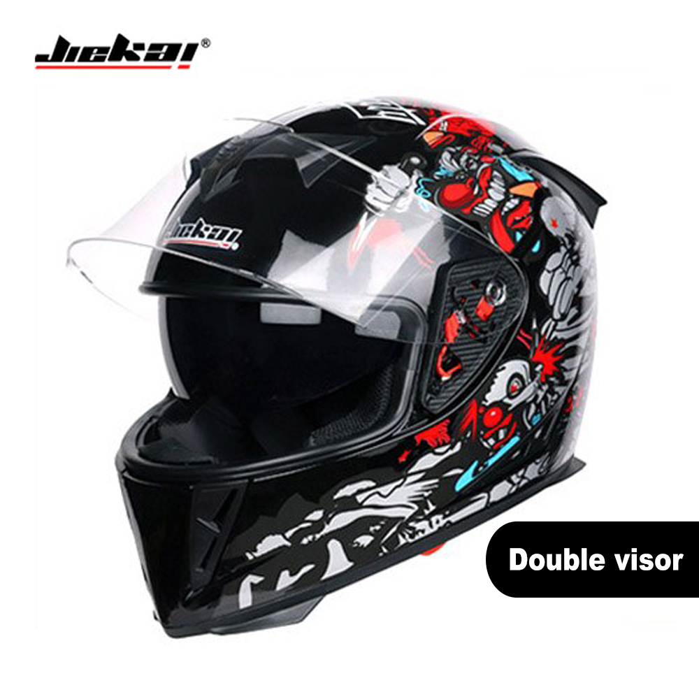JIEKAI Double Lens Motorcycle Helmet for men Knight Full Face Motorbike Black Clown Shopee