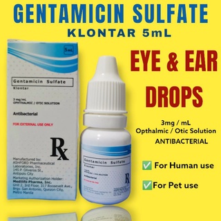 Gentamicin Eye drops and Ear drops for Pets Dogs, Cats, chicken, Pigeon etc. 5mL