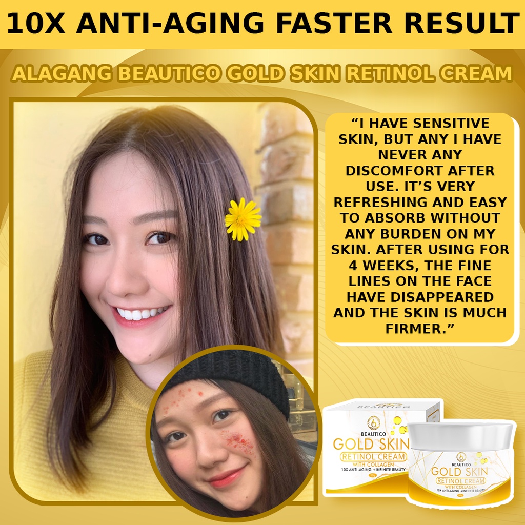 Beautico Gold Skin Retinol Cream, Collagen, Antiaging, Antiwrinkle
