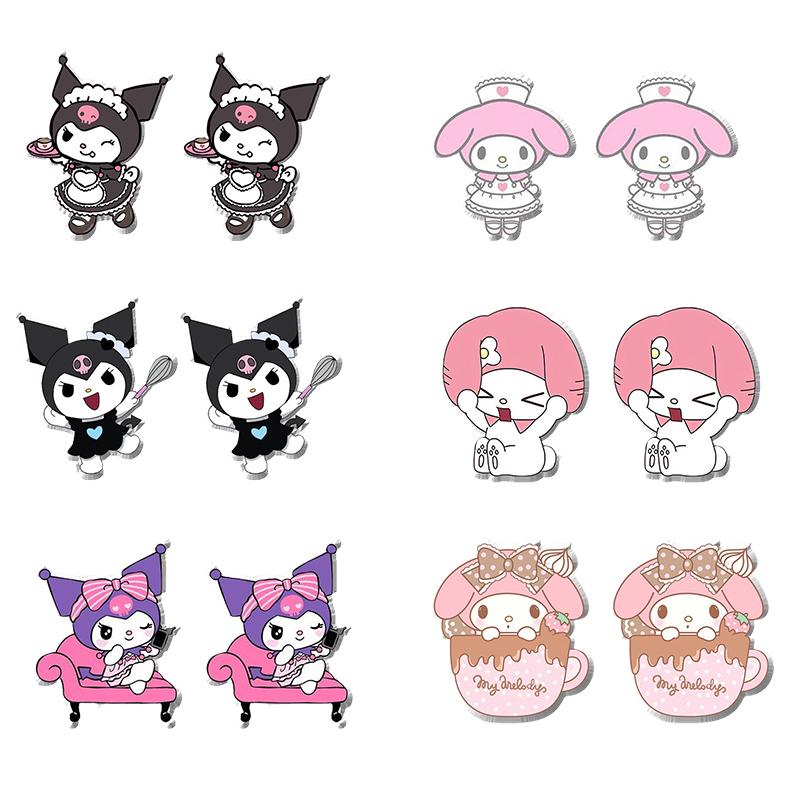 &12 Styles Kawaii Anime Kuromi Cinnamoroll My Melody 1.5Cm Cute Cartoon ...