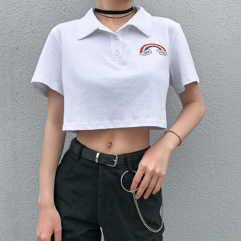 womens cropped polo shirt