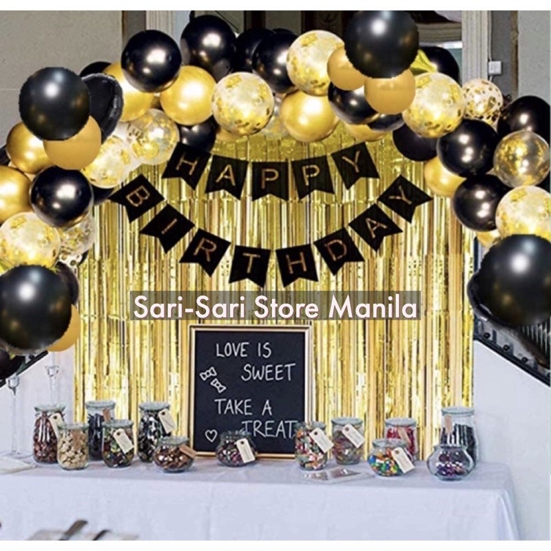 Black gold birthday celebration theme birthday anniversary party