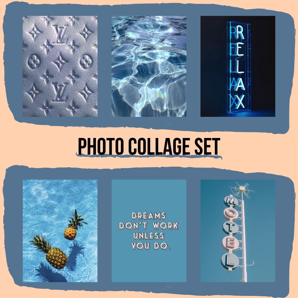 Blue Aesthetic Wall Collage Set