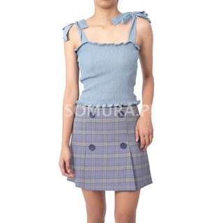 checkered denim skirt