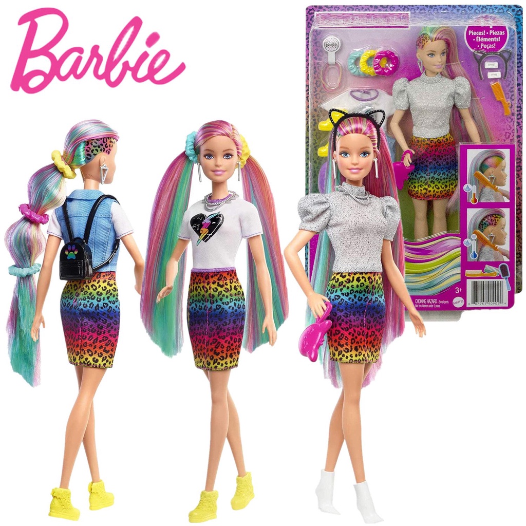 Original Barbie Doll Rainbow Cheetah Hair Doll With Rainbow Hair Color ...