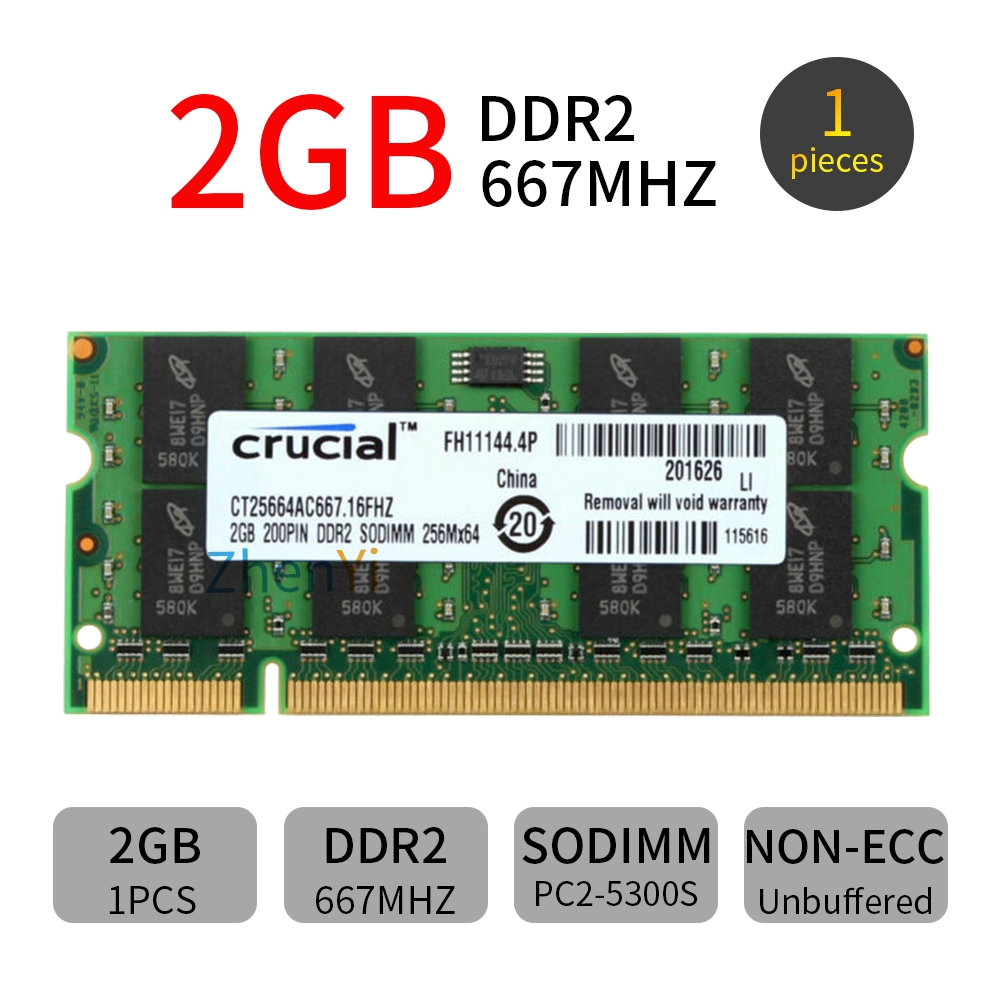 COD Crucial 2GB DDR2 667MHz PC2-5300S 200Pin CL5 SODIMM RAM Laptop Memory  AD22