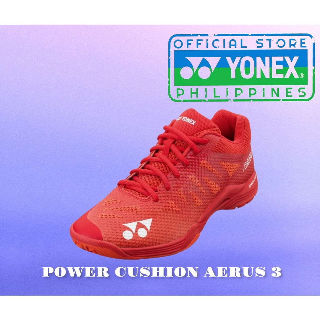 Red Yonex Power Cushion Aerus 3 Mens Badminton Shoes 