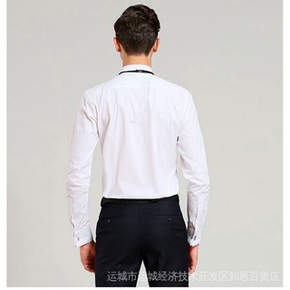 【Sale】men's French tuxedo long sleeve solid turn-down collar formal male shirts (3-colors) #6