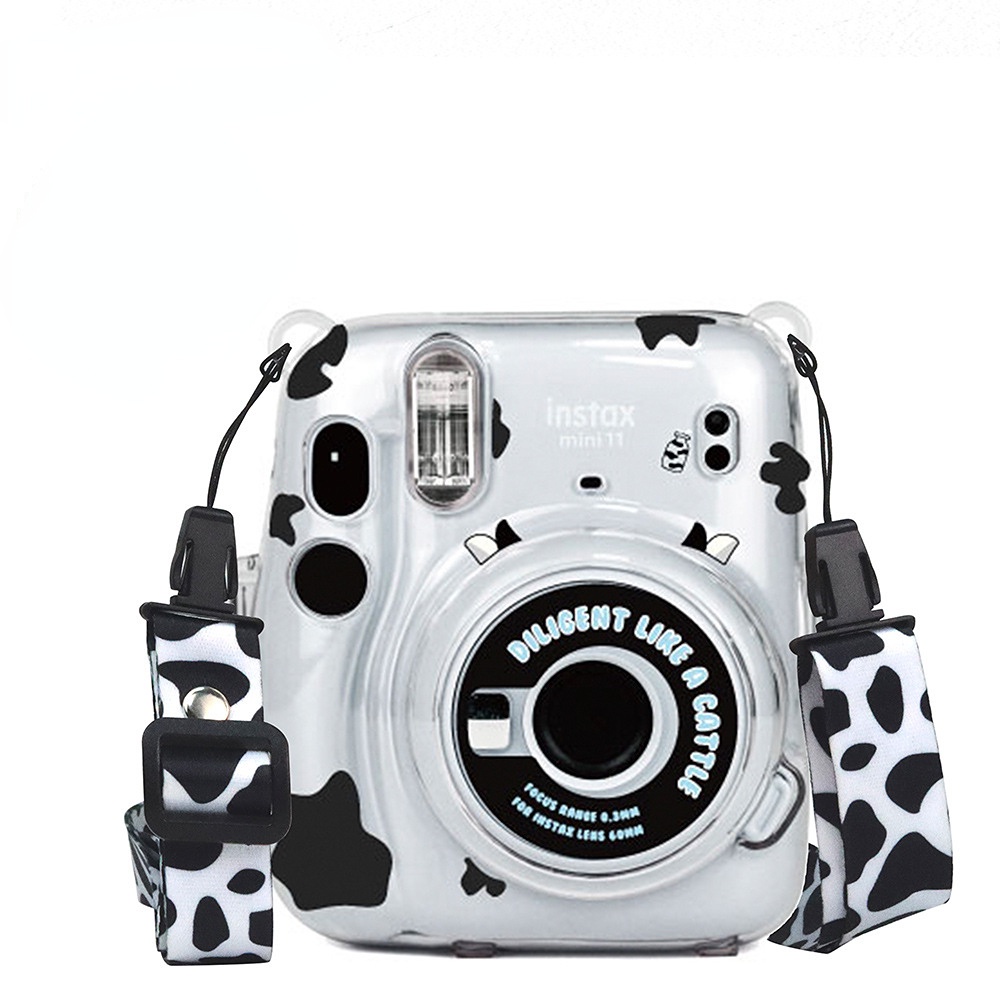 Camera Bag For Polaroid Instax Mini11 Mini 11 Transparent Storage Shell Sling Bag Camera Strap Rope Camera Sticker A Set