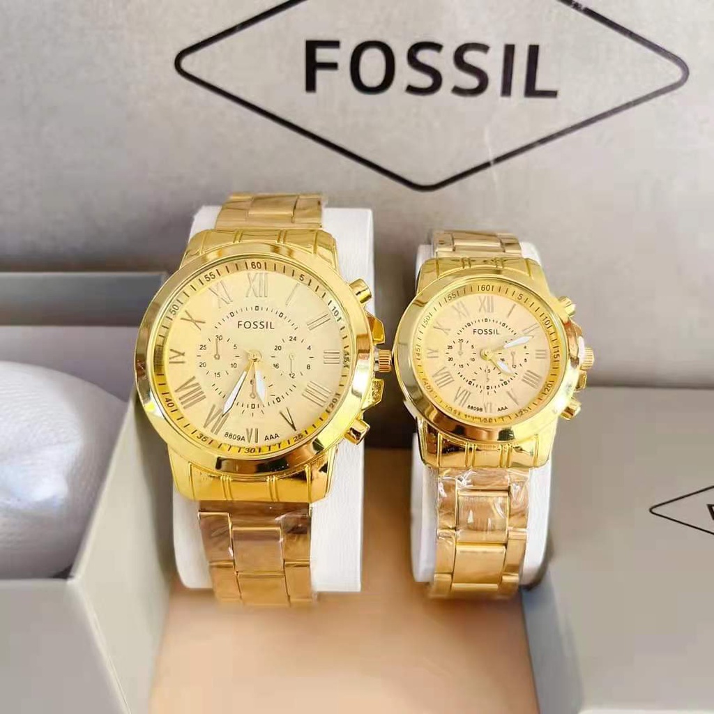 Fossil Buy 1 take 1 Couple Watch 18K Gold Watch for Women and Men Wedding  Watch | Shopee Philippines