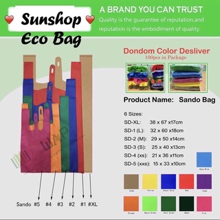 100pcs Eco bag sando bag“6 sizes” plain Reusable shopping tote bag non - woven vest bag Page2”