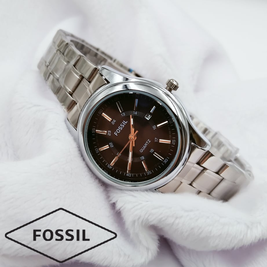 Women's fossil Quartz with Date Stainless steel Water Resistant #relo  #wwaterresistant | Shopee Philippines