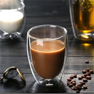 Home Zania Double Wall Glass 250/350/450/500ml Mug Heat Resistant Drinkware Clear Coffee Mug #2