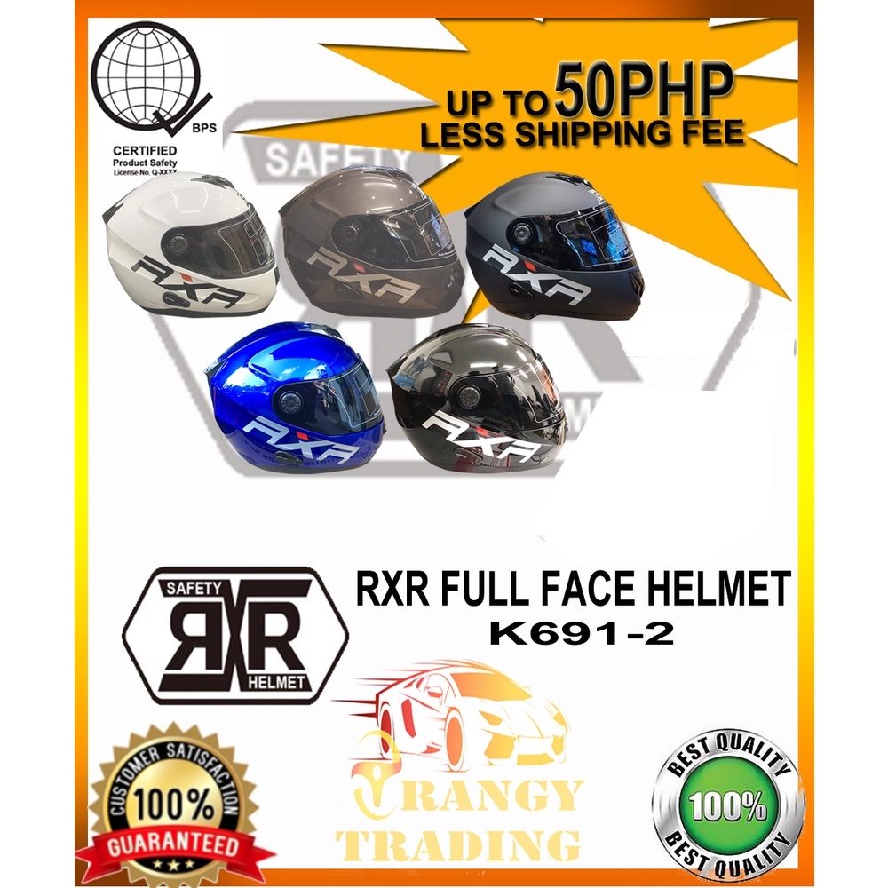 RXR BLACK VISOR With BPS ( K691-2 ) Full Face Helmet For Adult size ...