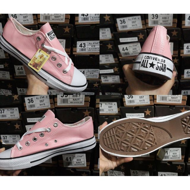 pink leather converse