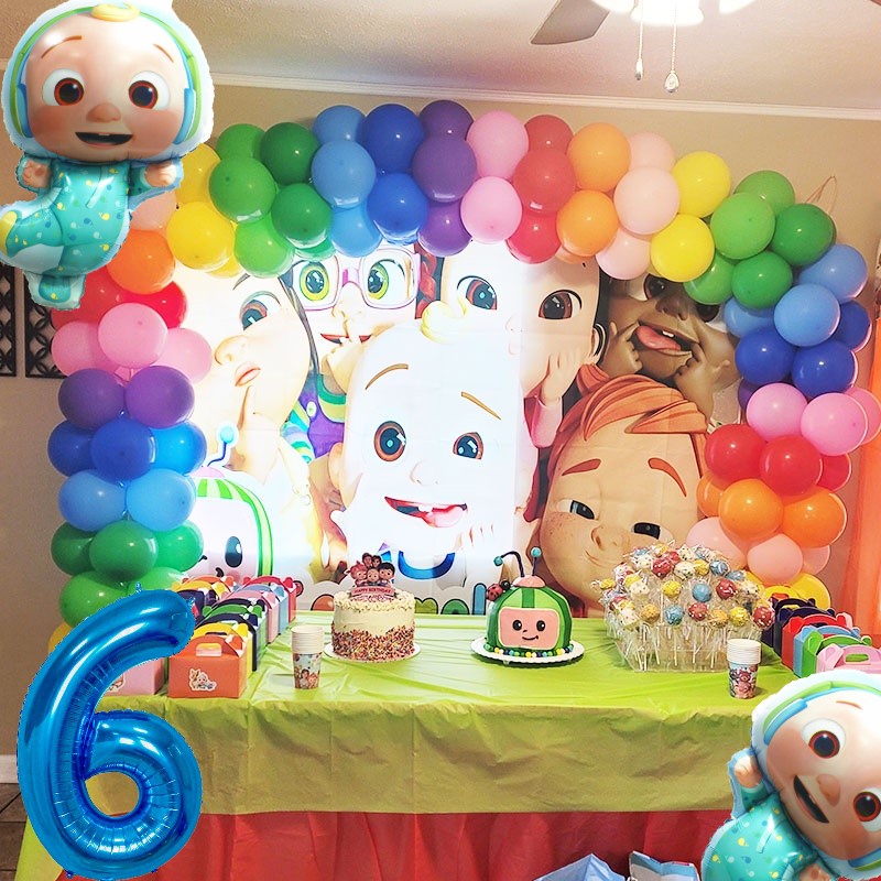 76Pcs/set Cocomelon Theme Balloon Rainbow Balloon Arch Kit Colorful ...