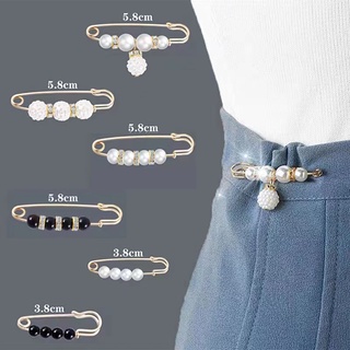 1pc Pearl Brooch Tightening Waistband Pin Opening Bottom Metal Pearl Cute Brooch Pin Jewelry