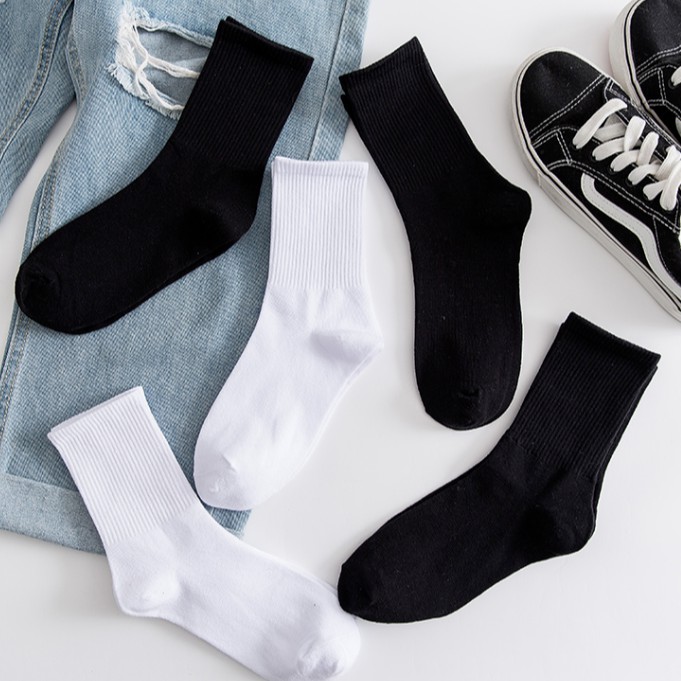 Men's socks ins trend pure cotton summer thin section pure black cotton