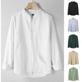 Huilishi Korean Polo for Men Long Sleeve Chinese Collar 6 Colors 3 Sizes Casual Shirt
