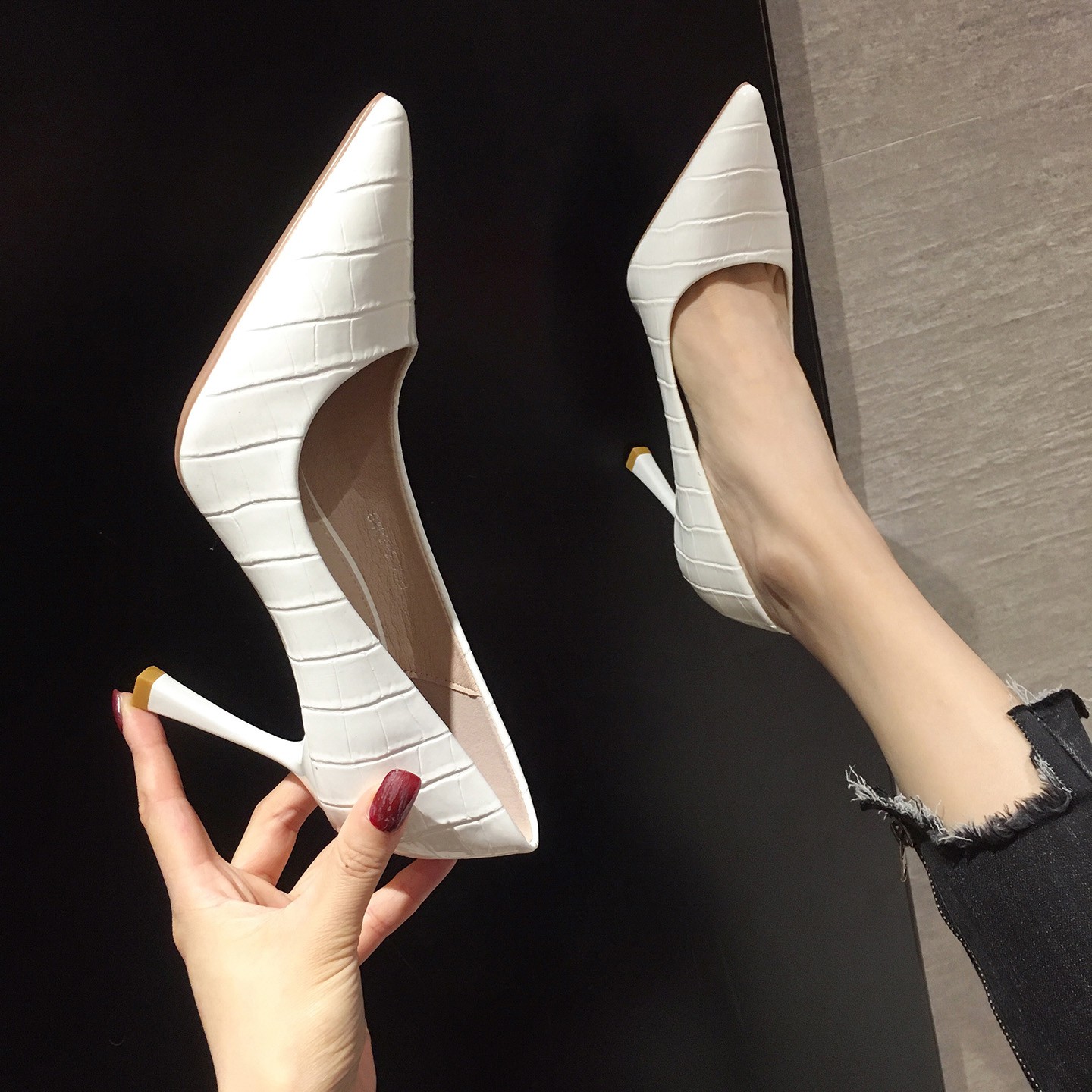 white work heels