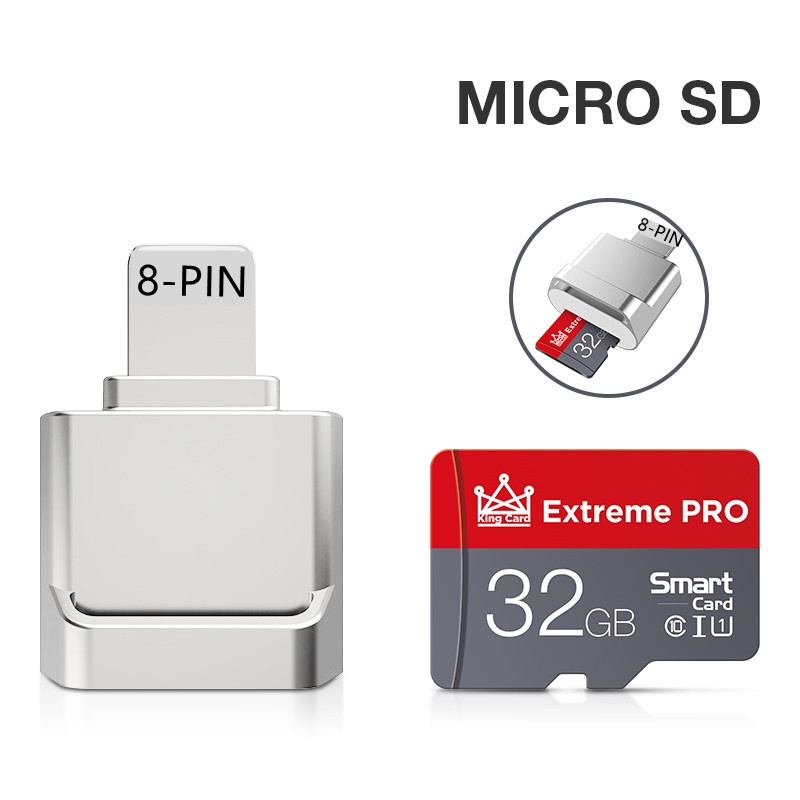 Mini Metal 8PIN Card Reader USB Flash Card Adapter External Flash Drive 8PIN Interface Adapter