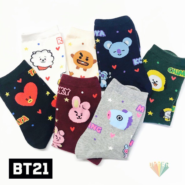 BT21 BTS Korean Cute Iconic Socks Long Koya RJ Shooky Chimmy Mang Cooky ...