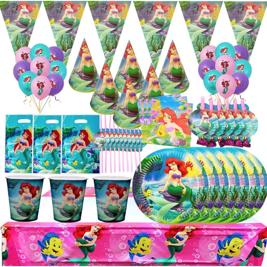 Ariel/ Little Mermaid/ Under the Sea Theme Disposable Tableware (Plates ...