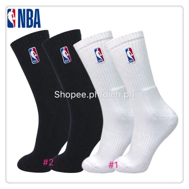 Nba plain white/black basketball socks 