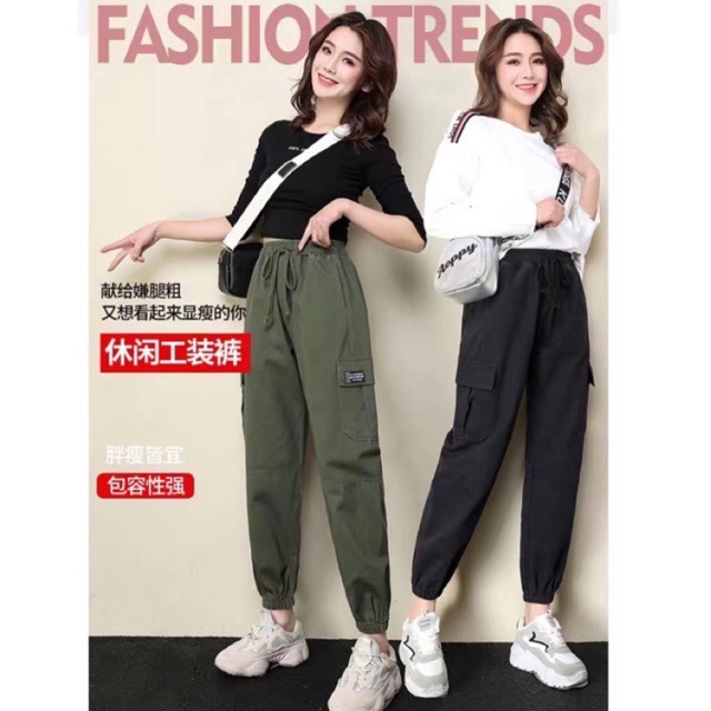 green cargo jogger pants womens