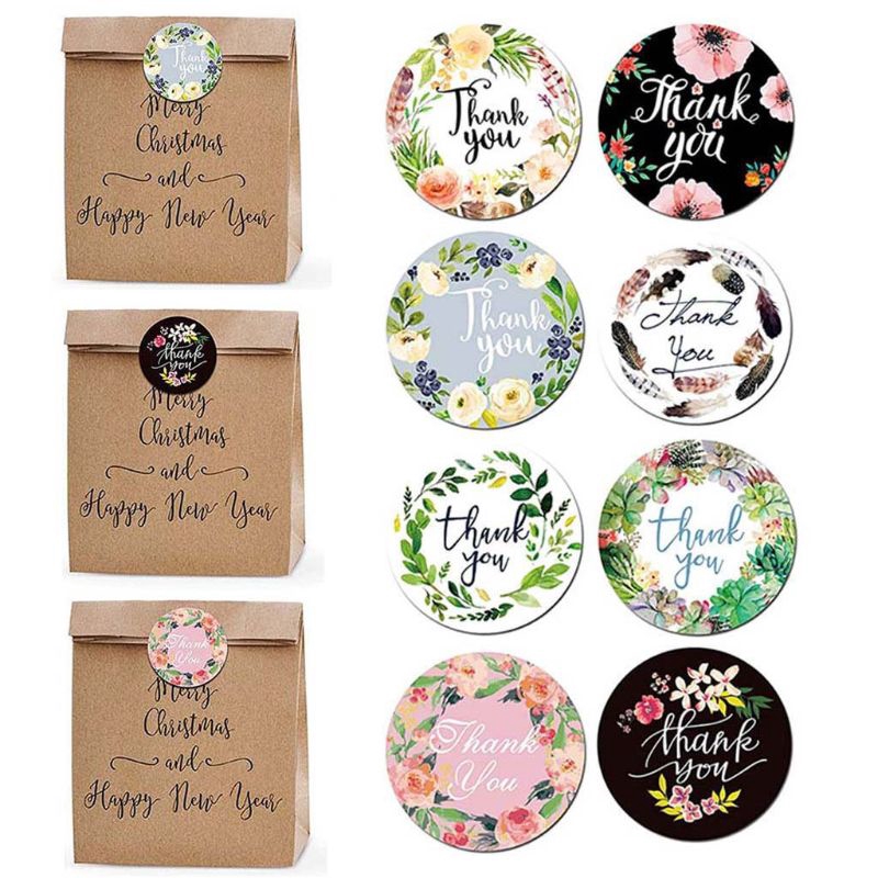 xinp 500pcs 8 Designs Flower Thank You Stickers Wedding Favors Party ...