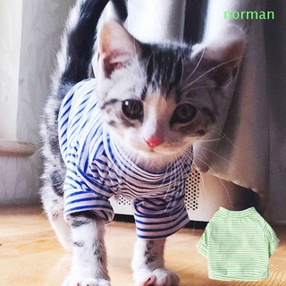 NORMAN1 Soft Pet Clothing Cotton Dog Supplies Dog  Clothes Shirts Striped Puppy Outfit Costumes Breathable Kitten Coat Cat Jacket