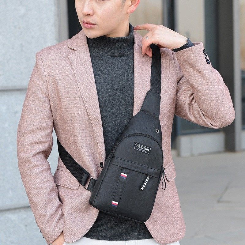 AL #1205 Korean Fashion Canvas Sling Shoulder Cross Bag Mens Chest ...