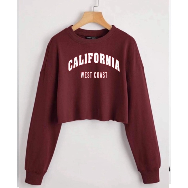 CALIFORNIA WEST COAST Drop Shoulder Raw Hem Crop Sweater PH REPRO 