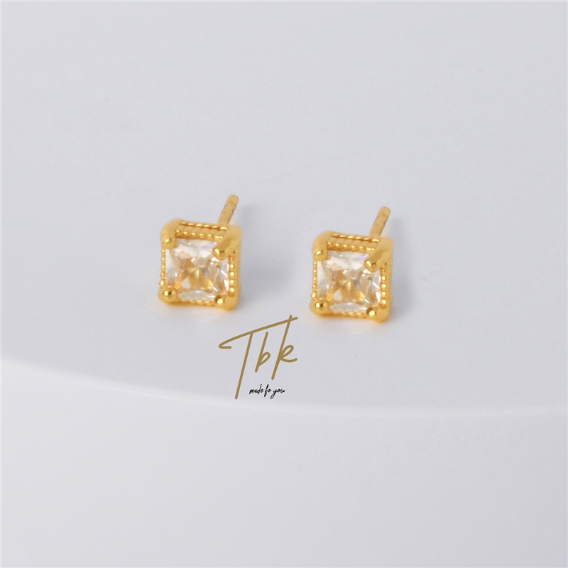 TBK 18K Gold Cubic Zirconia Stud Earrings Accessories For Women 310E