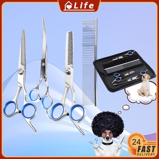 Pet Grooming Scissors Kit 5 Pcs Curved Dog Cat Grooming Scissors Pet Hair Cutting Barber Tools Set