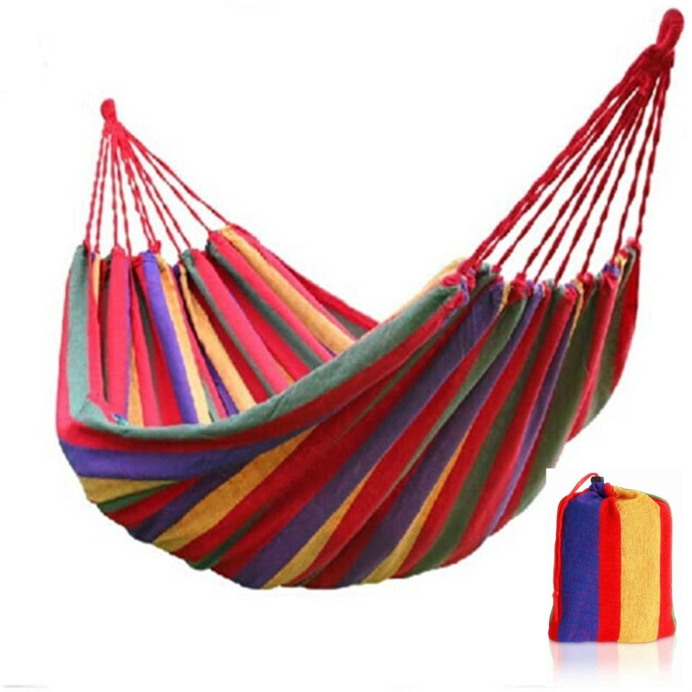 Single / Double Hammock Extra-Long Two Person Portable Hammock Bed for  Indoor or Outdoor Spaces - Hanging Rope, Carrying Pouch Included