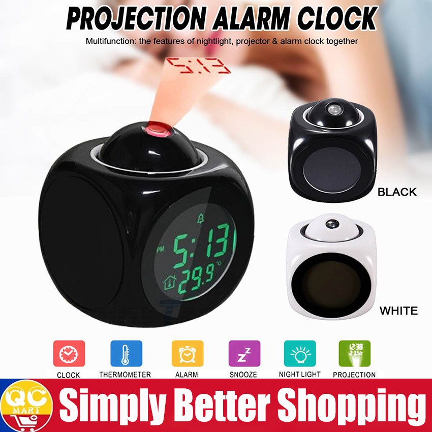 Multi Function Projection Alarm Clock Digital Lcd Display Voice